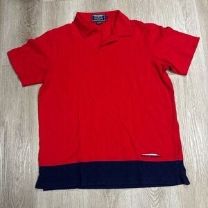 Polo Ralph Lauren Shirt Mens Large Red Polo Sport Mesh Buttonless Collar Logo